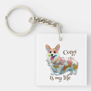 Cute Orange corgi for a positive mood Key Ring