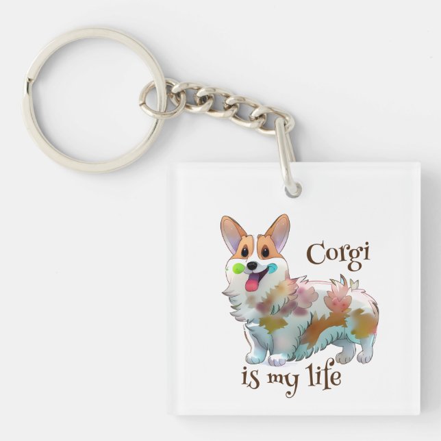 Cute Orange corgi for  a positive mood  Key Ring (Front)