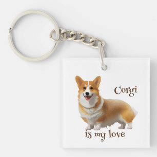 Cute Orange corgi for a positive mood Key Ring