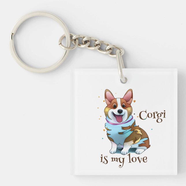 Cute Orange corgi for  a positive mood  Key Ring (Front)