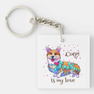 Cute Orange corgi for  a positive mood  Key Ring