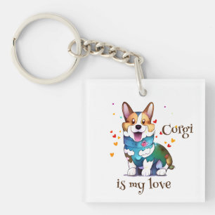 Cute Orange corgi for  a positive mood  Key Ring