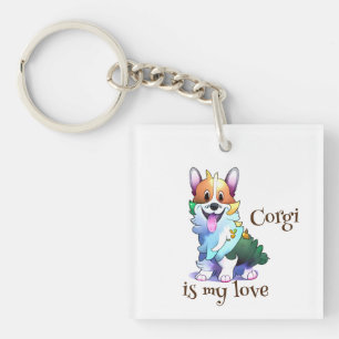 Cute Orange corgi for a positive mood Key Ring