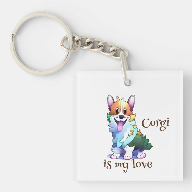 Cute Orange corgi for  a positive mood  Key Ring (Front)