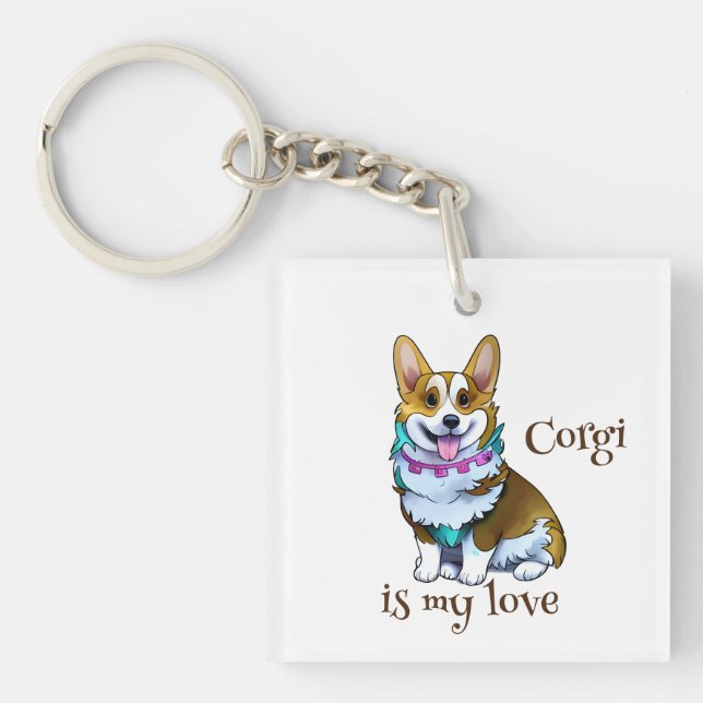 Cute Orange corgi for  a positive mood  Key Ring (Front)