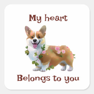 Cute Orange corgi for a positive mood Square Sticker
