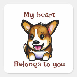 Cute Orange corgi for a positive mood Square Sticker