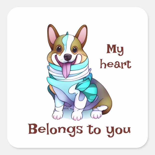 Cute Orange corgi for a positive mood Square Sticker (Front)