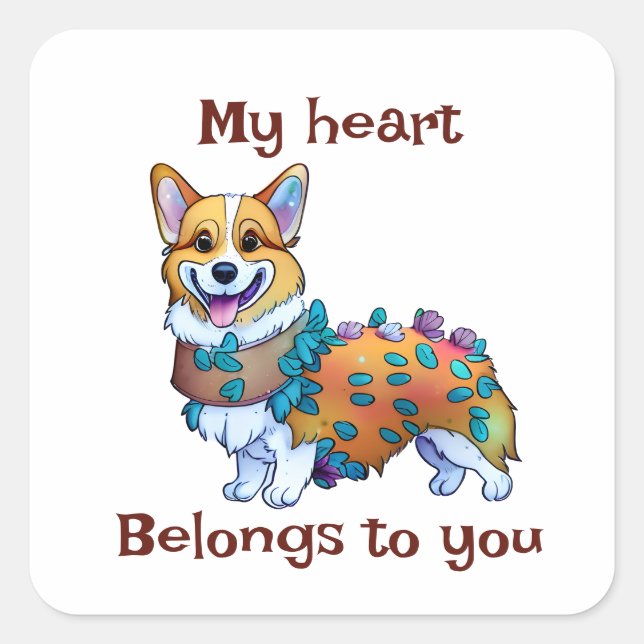 Cute Orange corgi for a positive mood Square Sticker (Front)