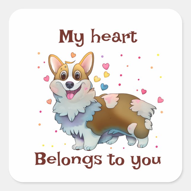 Cute Orange corgi for a positive mood Square Sticker (Front)