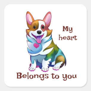Cute Orange corgi for a positive mood Square Sticker
