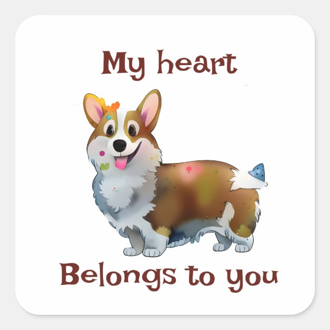 Cute Orange corgi for a positive mood Square Sticker (Front)