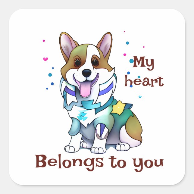 Cute Orange corgi for a positive mood Square Sticker (Front)