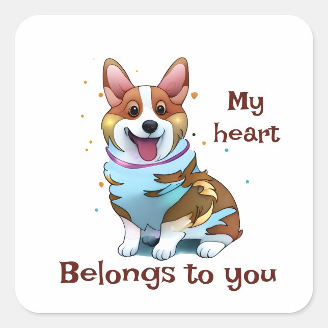 Cute Orange corgi for a positive mood Square Sticker (Front)