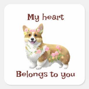 Cute Orange corgi for a positive mood Square Sticker
