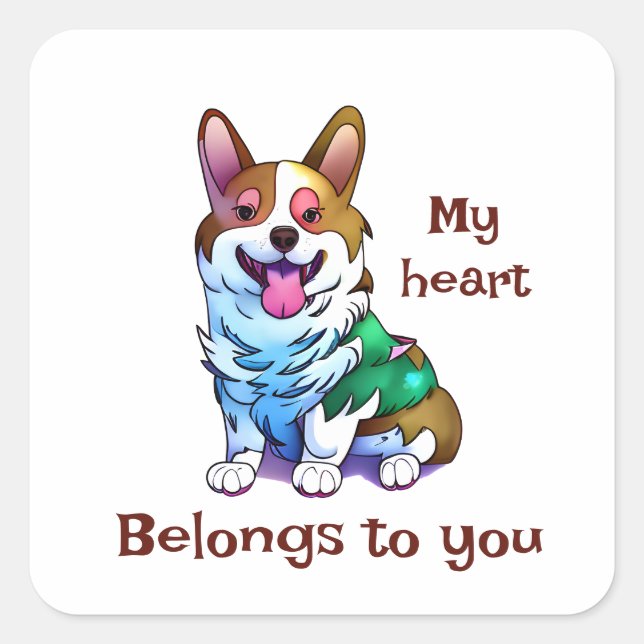 Cute Orange corgi for a positive mood Square Sticker (Front)