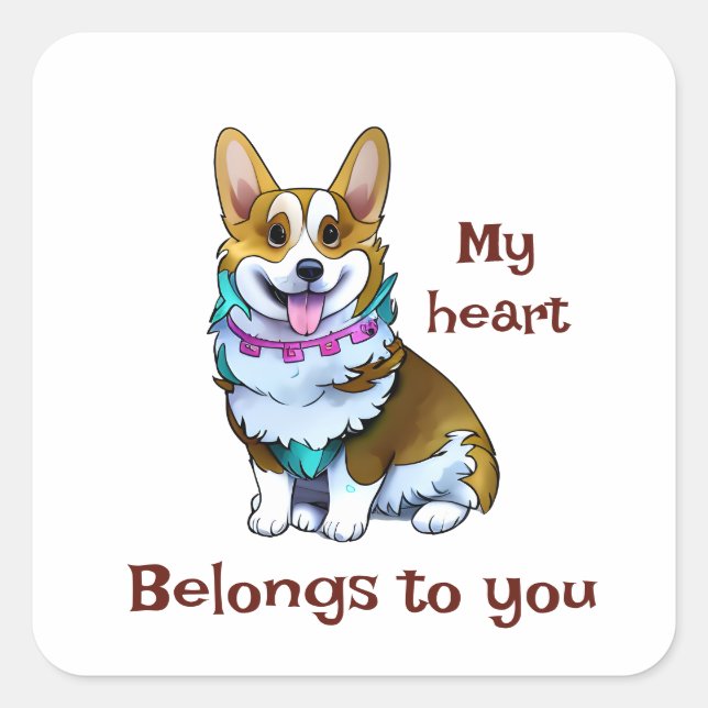 Cute Orange corgi for a positive mood Square Sticker (Front)
