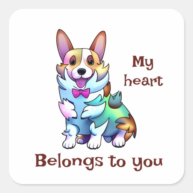Cute Orange corgi for a positive mood Square Sticker (Front)