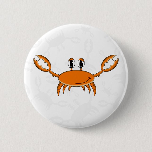 Cute Orange Crab Button Badge (Front)