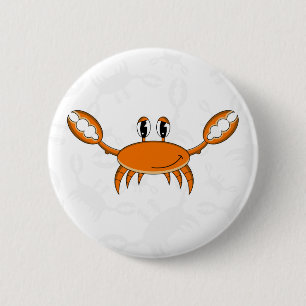 Cute Orange Crab Button Badge