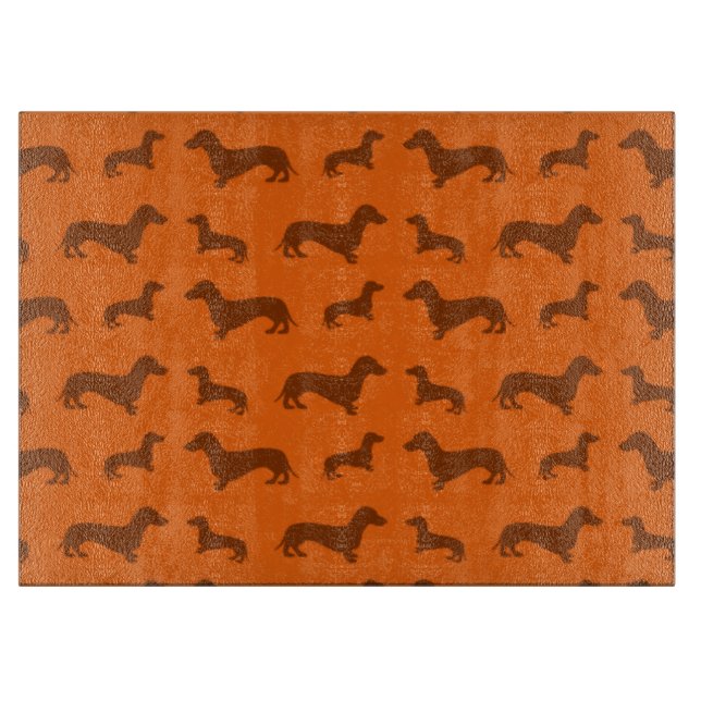 Cute orange dachshund pattern cutting board (Front)