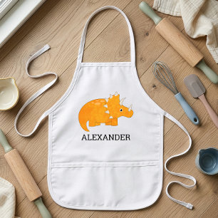 Cute Orange Dinosaur Personalised Kids Apron