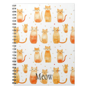 Cute Orange Dots and Cats Notebook