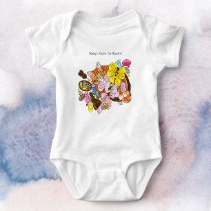 Cute Orange Easter Cat Baby Bodysuit