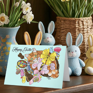 Cute Orange Easter Cat Card