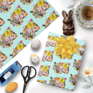 Cute Orange Easter Cat Wrapping Paper