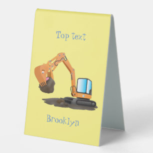 Cute orange excavator digger cartoon
