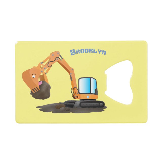 Cute orange excavator digger cartoon (Front (Horizontal))