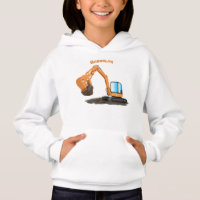 Cute orange excavator digger cartoon