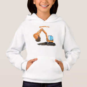 Cute orange excavator digger cartoon