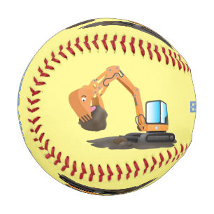 Cute orange excavator digger cartoon baseball