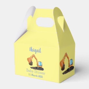 Cute orange excavator digger cartoon favour box