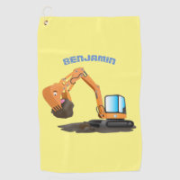 Cute orange excavator digger cartoon