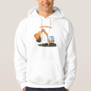 Cute orange excavator digger cartoon hoodie