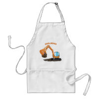 Cute orange excavator digger cartoon
