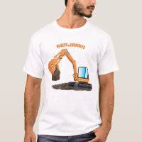 Cute orange excavator digger cartoon