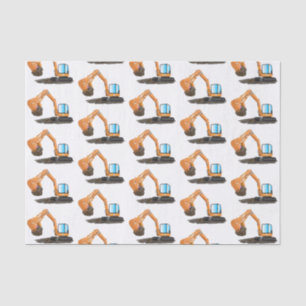 Cute orange excavator digger cartoon tissue paper