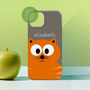 Cute Orange Fat Cat with Taupe Personalised Case-Mate iPhone 14 Plus Case