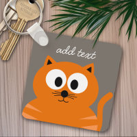 Cute Orange Fat Cat with Taupe Personalised