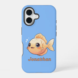 Cute Orange Fish Drawing in Cartoon Style iPhone 16 Case