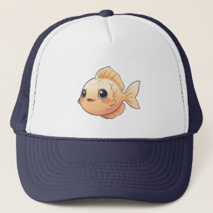 Cute Orange Fish Drawing in Cartoon Style Trucker Hat