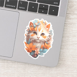 Cute Orange Floral Kitty Cat
