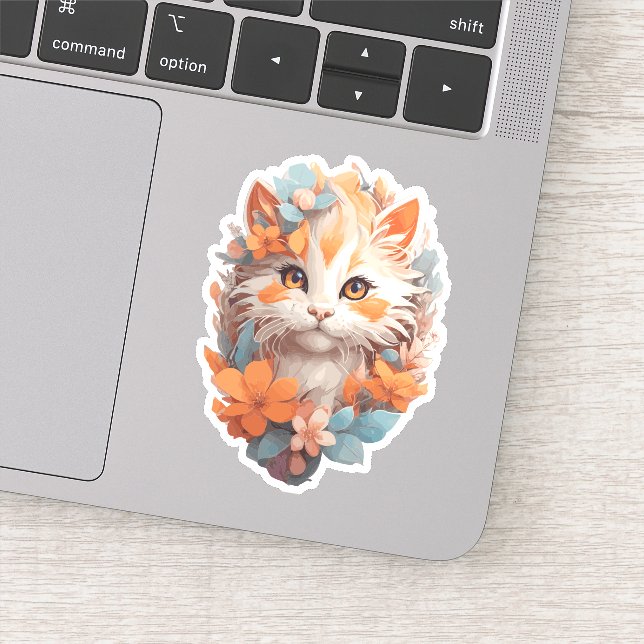 Cute Orange Floral Kitty Cat (Detail)