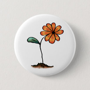 Cute Orange Flower 6 Cm Round Badge