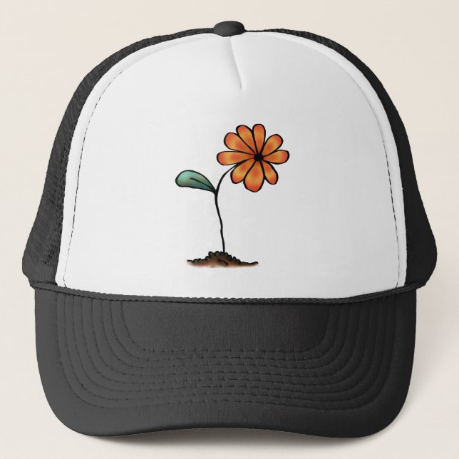 Cute Orange Flower Trucker Hat (Front)