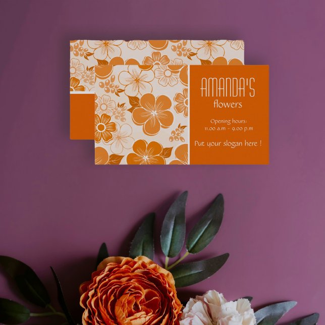 Cute orange flowers Business Card (Creator Uploaded)
